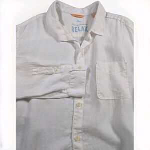 Tommy Bahama Relax Linen Shirt XLT White Button Up Long Sleeve Pocket